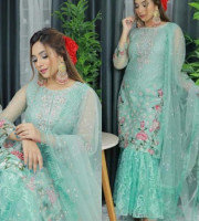 indian rishika soft silk Net embroidery garara (NL11)