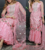 indian rishika soft silk Net embroidery garara (NM11)